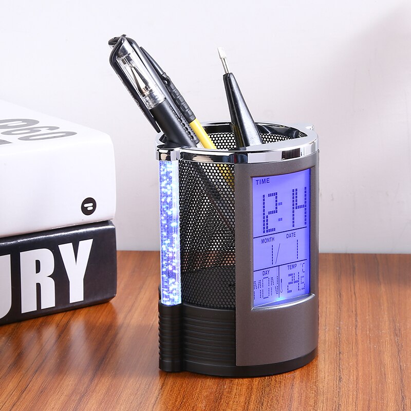 Table Pen Stand with Clock