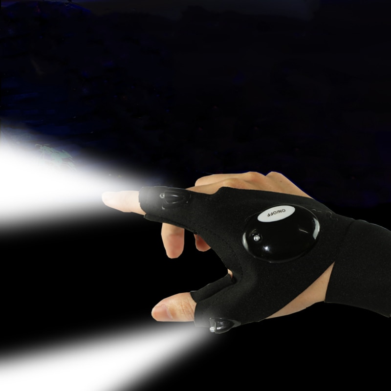 LED Flashlight Glove Open Tip Glove