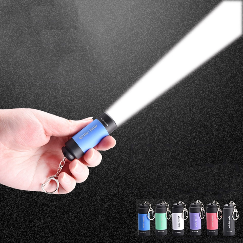 Rechargeable Flashlight Keychain LED Torch Lamp