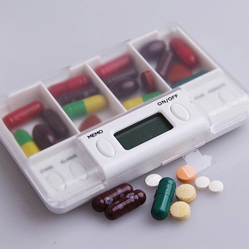 Alarm Pill Box 4 Grid Pill Organizer with Alarm