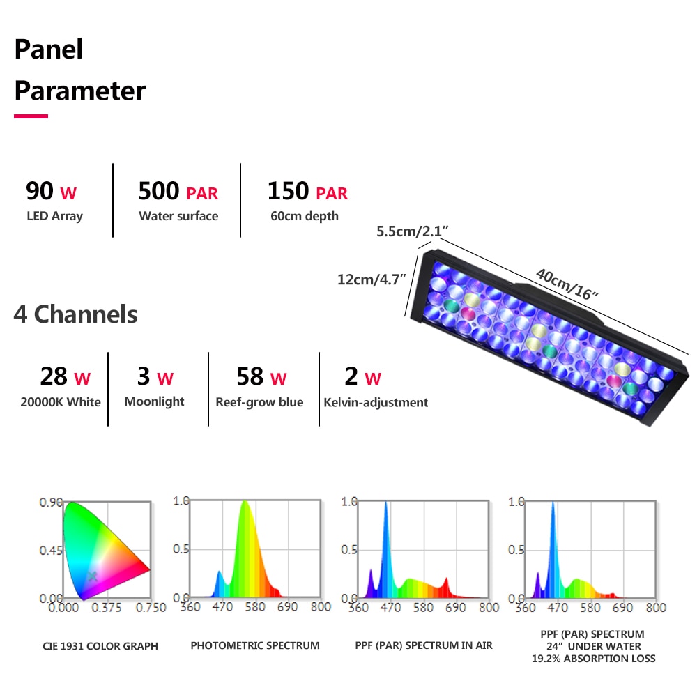 LED Fish Tank Light with Remote Control