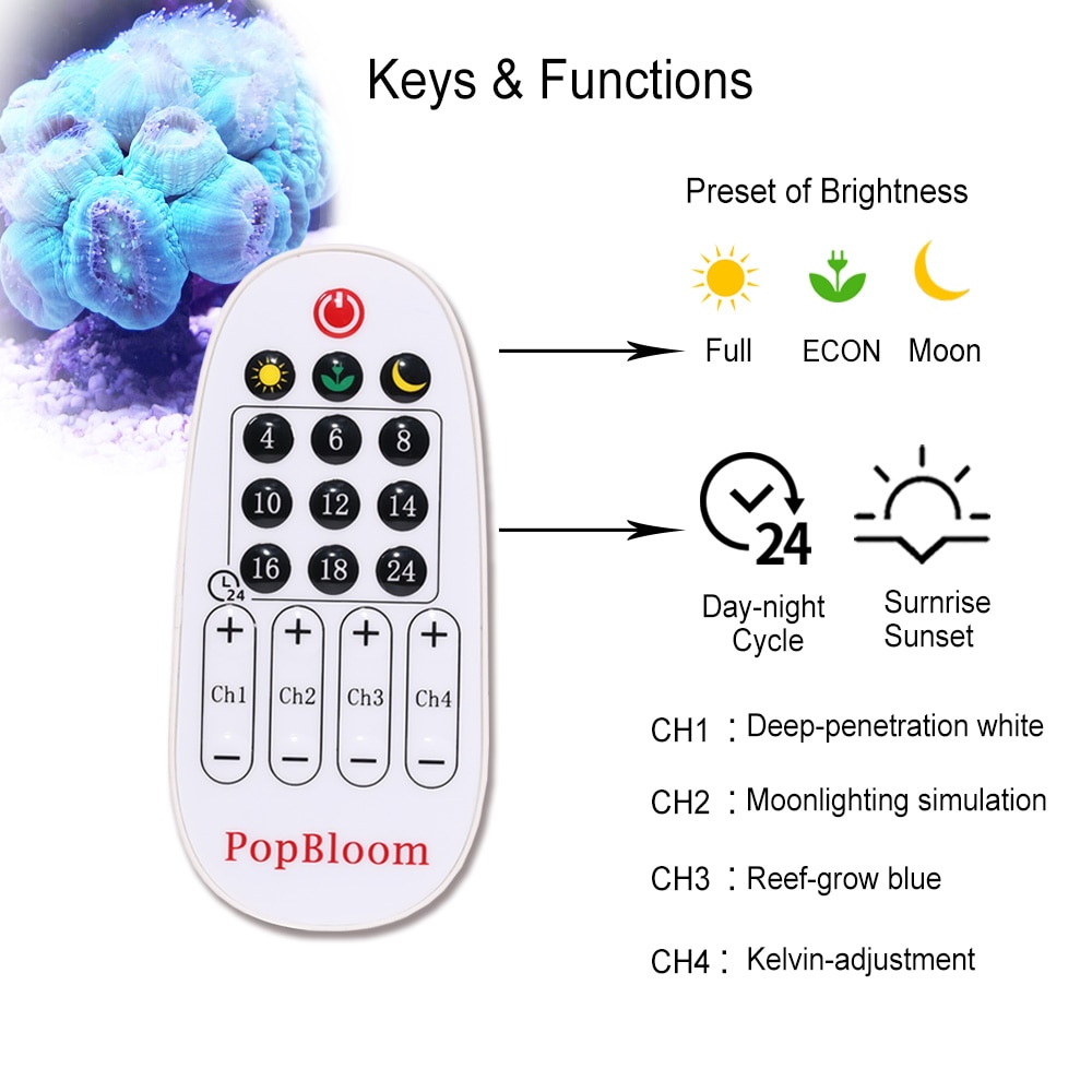 LED Fish Tank Light with Remote Control