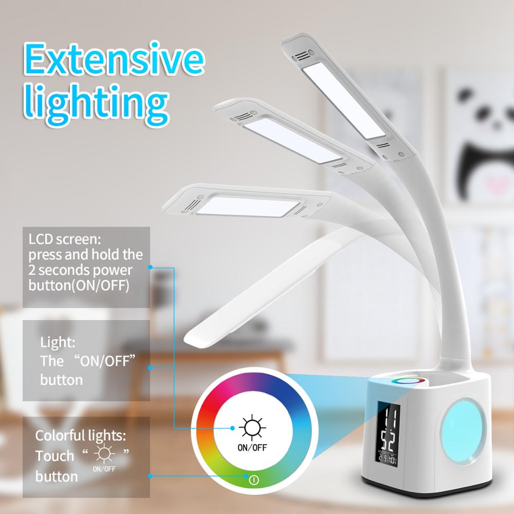 Desk LED Lamp with Clock