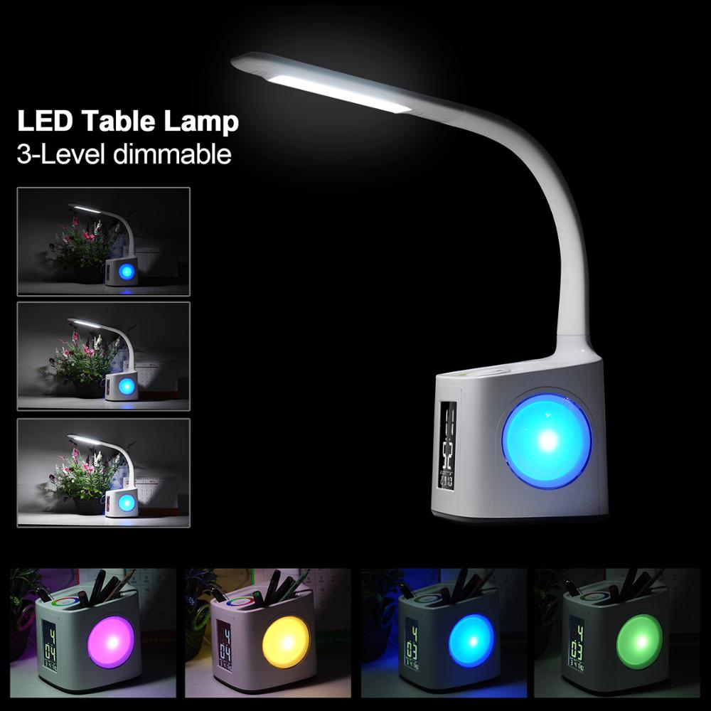 Desk LED Lamp with Clock