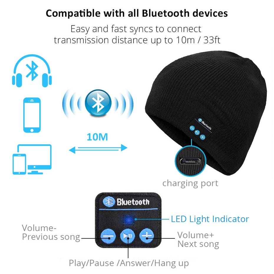 Bluetooth Beanie Hat Headset Cap