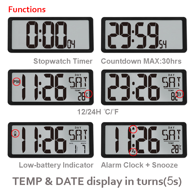 Digital Wall Watch Large Display