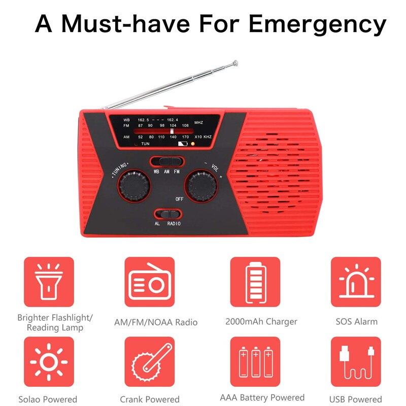 Hand Crank Radio with Solar Panel