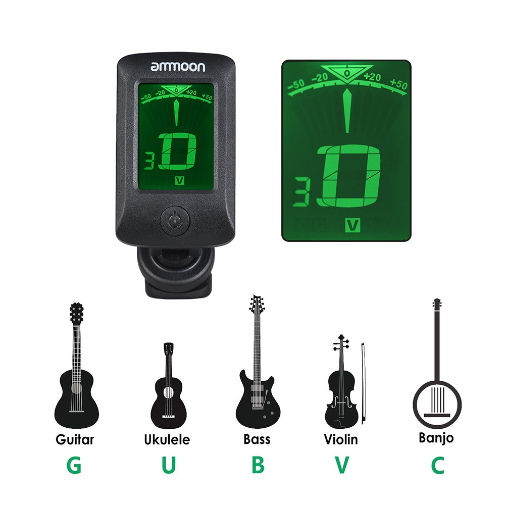 Digital Guitar Tuner Clip-On Device