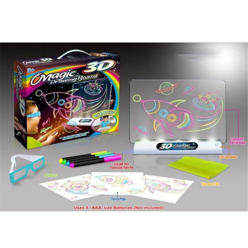 3D Light Up Drawing Board Doodle Pad