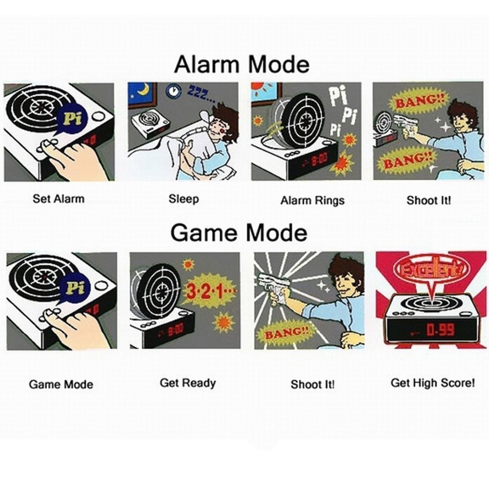 Gun Alarm Clock Laser Shooter