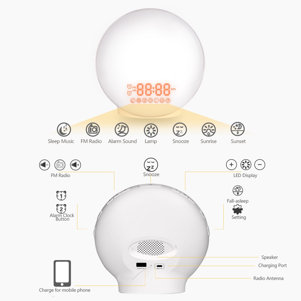 Wake Up Light Digital Alarm Clock