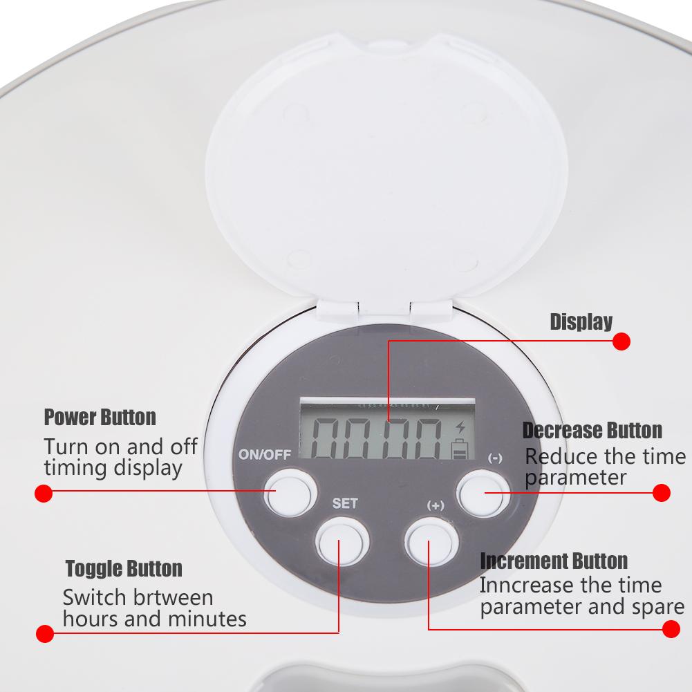 Timed Dog Feeder 6-Grid Food Tray