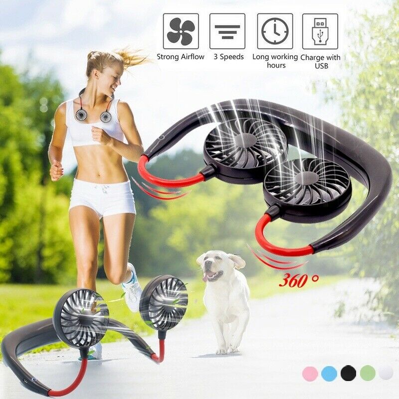 Portable Neck Fan Rechargeable Double Head Fan