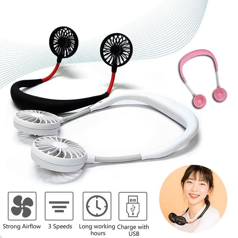 Portable Neck Fan Rechargeable Double Head Fan