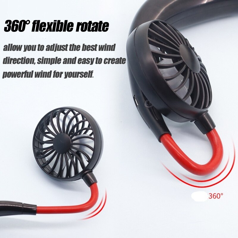 Portable Neck Fan Rechargeable Double Head Fan