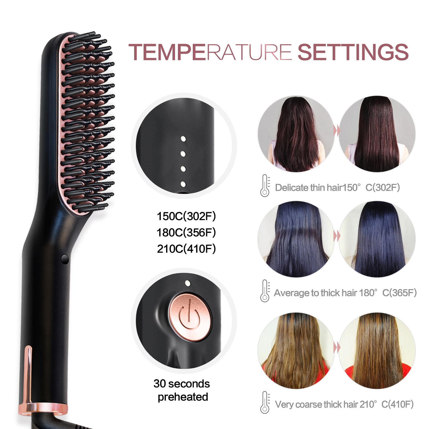 Heated Beard Brush Hair Straightener