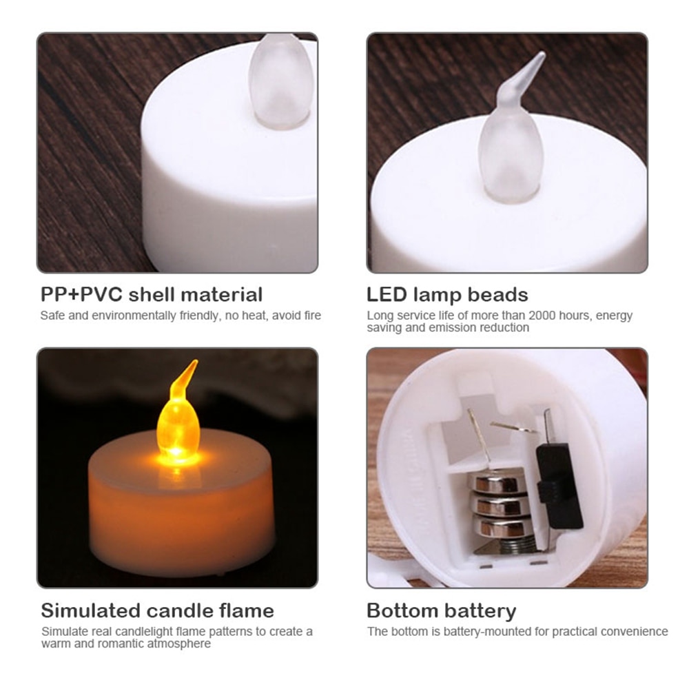 Flameless Tea Lights Fake Candles (24 PCS)