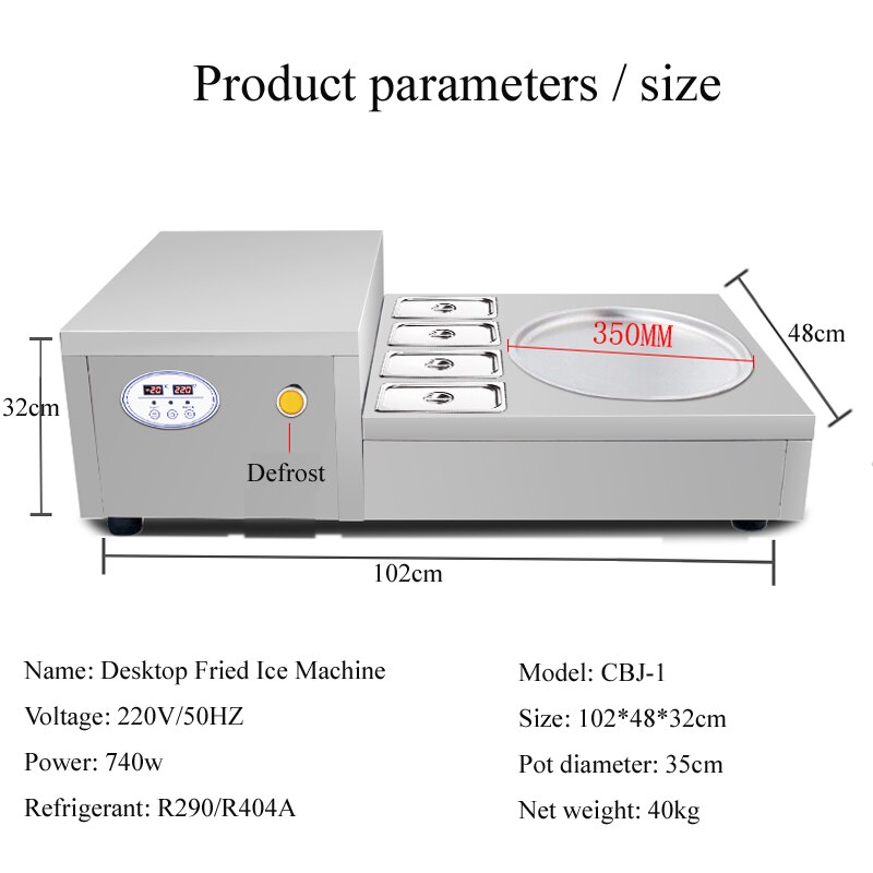 Fried Ice Cream Machine Stainless Steel