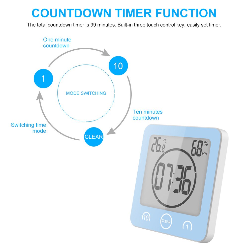 Bathroom Clock Digital Waterproof Device