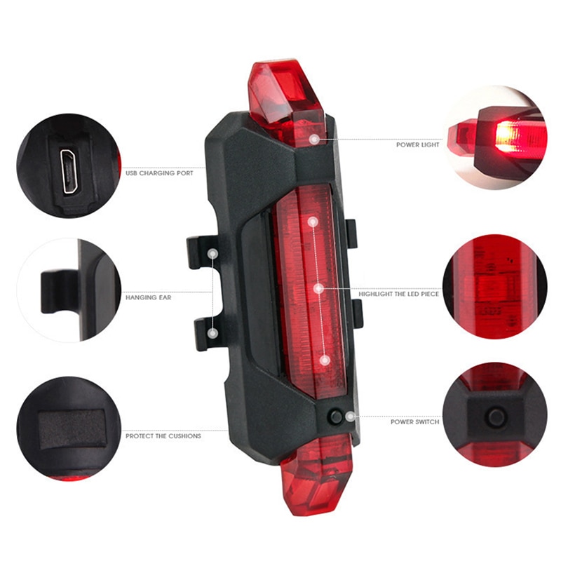 Bicycle Tail Light LED Rechargeable Battery