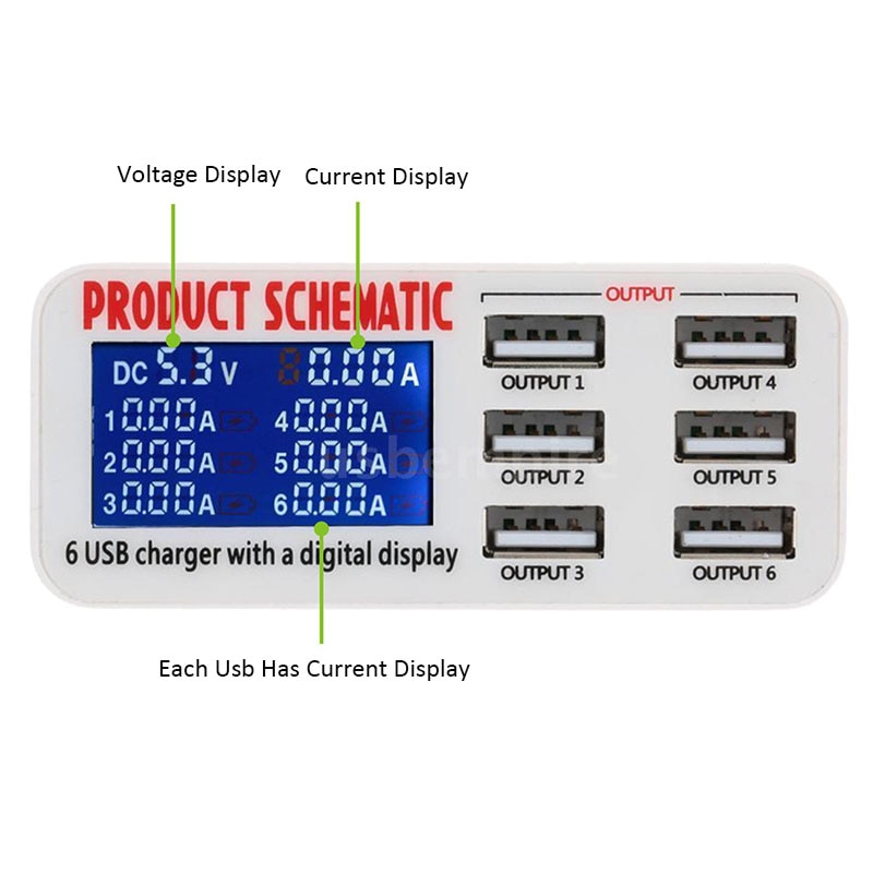 Multi Port USB Charger 6-Slot Plug