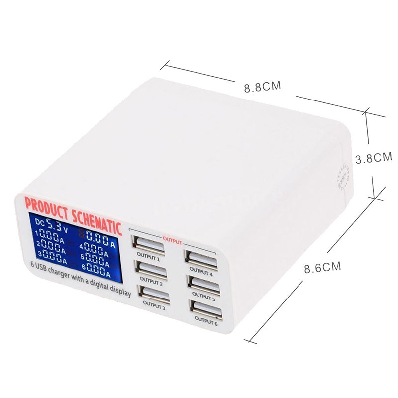 Multi Port USB Charger 6-Slot Plug