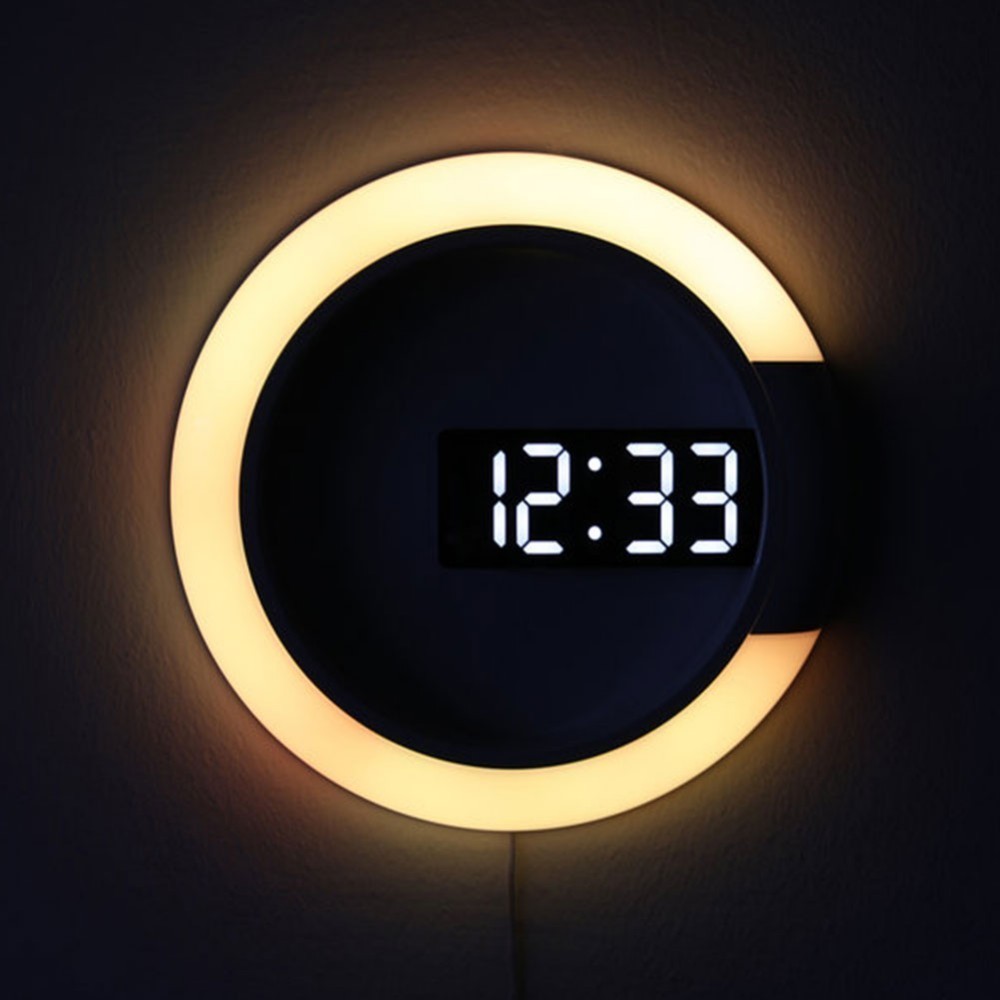 LED Wall Clock Digital Night Light