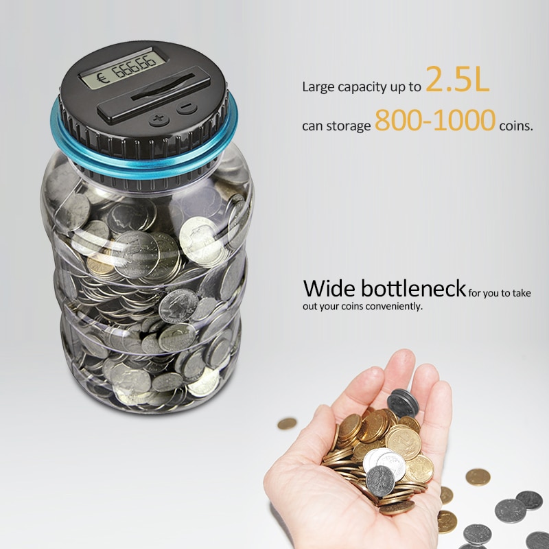 Coin Counter Bank with Digital LCD 1.8L