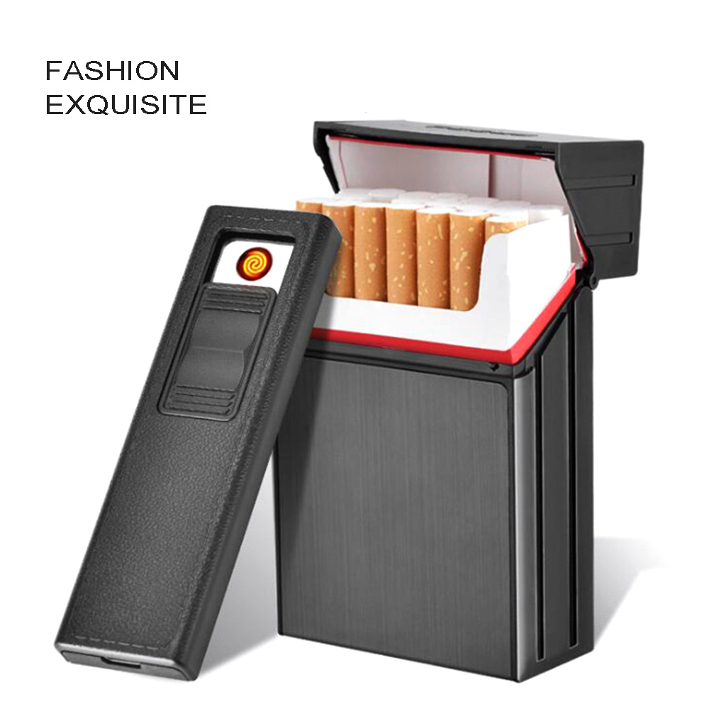 Metal Cigarette Case With Lighter