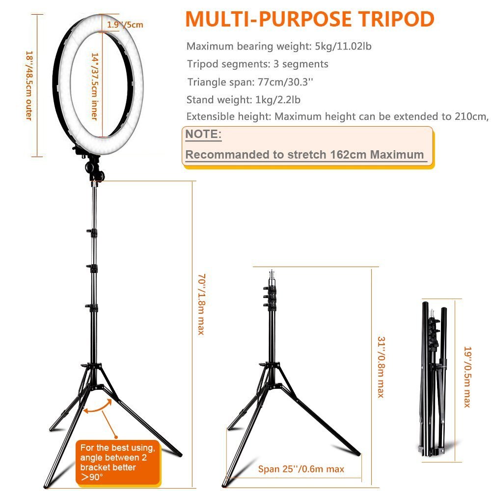 Ring Light with Stand Dimmable LED