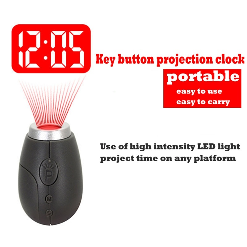 Projection Clock Portable LED Keychain