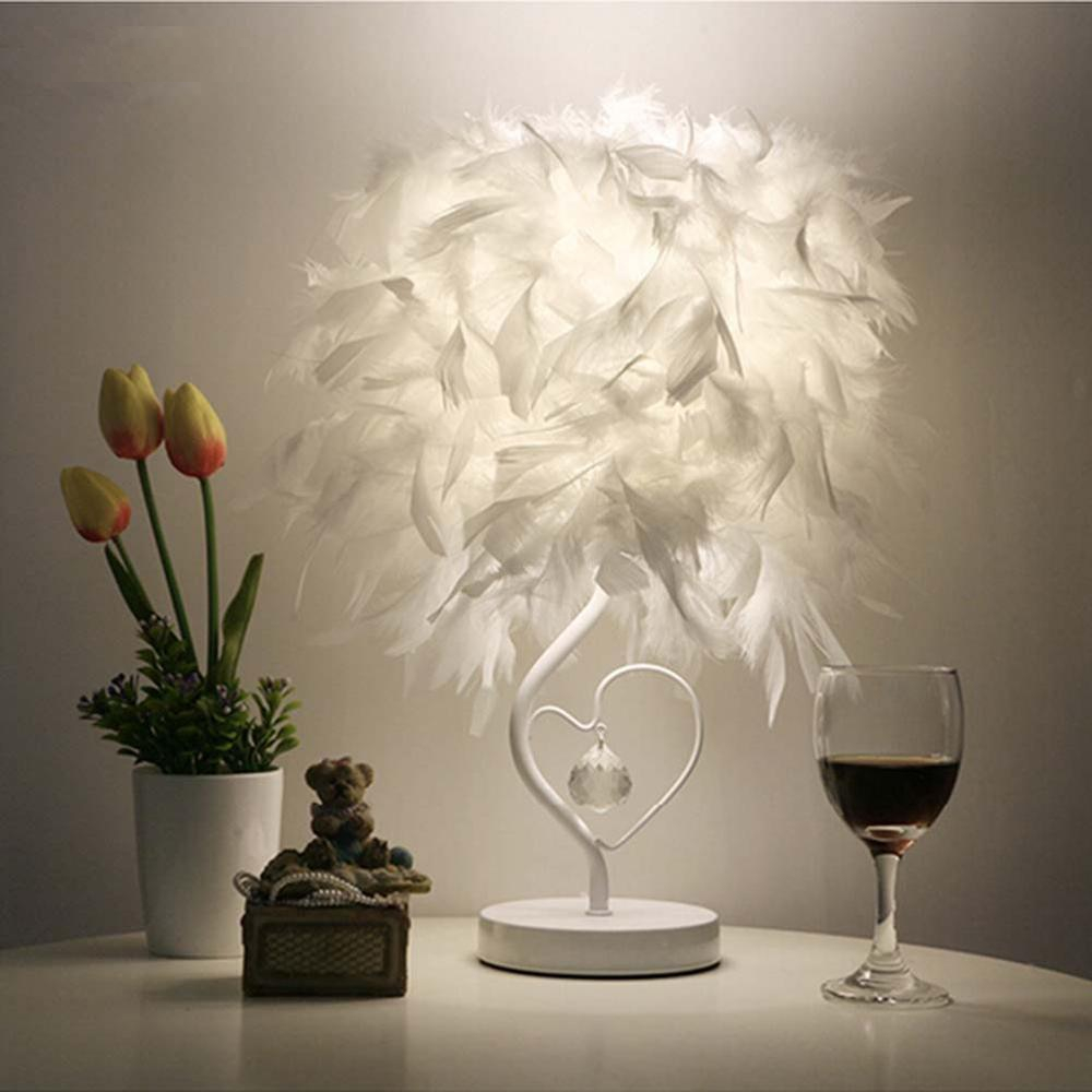 Bedside Table Lamps Feather Light