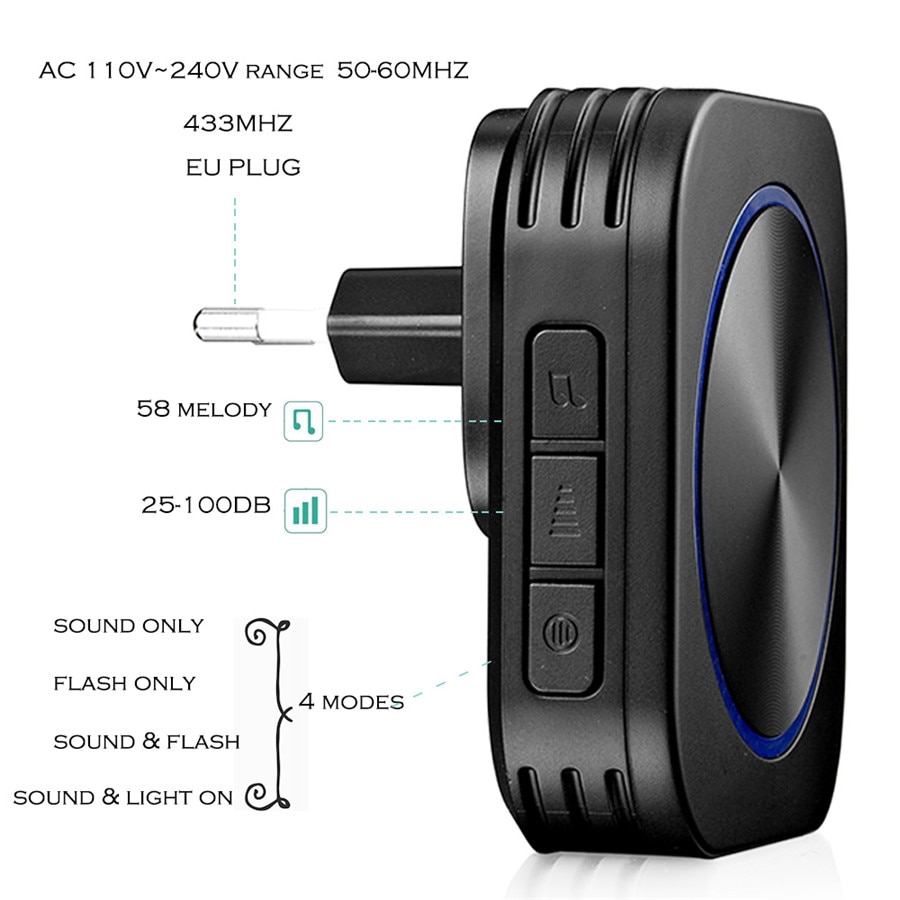 Wireless Door Chime Self-Powered Doorbell