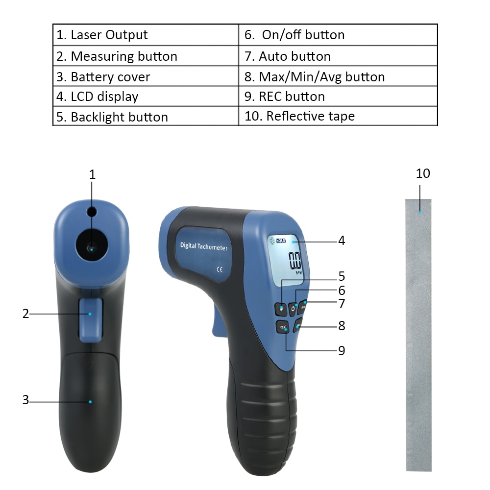 Digital Tachometer RPM Meter Device