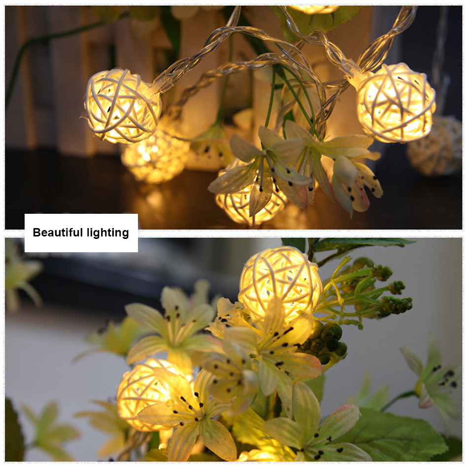 Rattan Ball LED Decorative String Lights