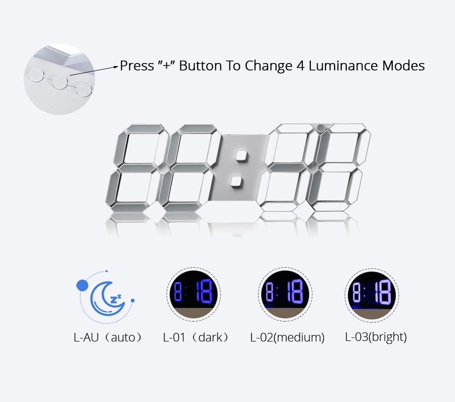 3D Digital Wall Clock LED Light