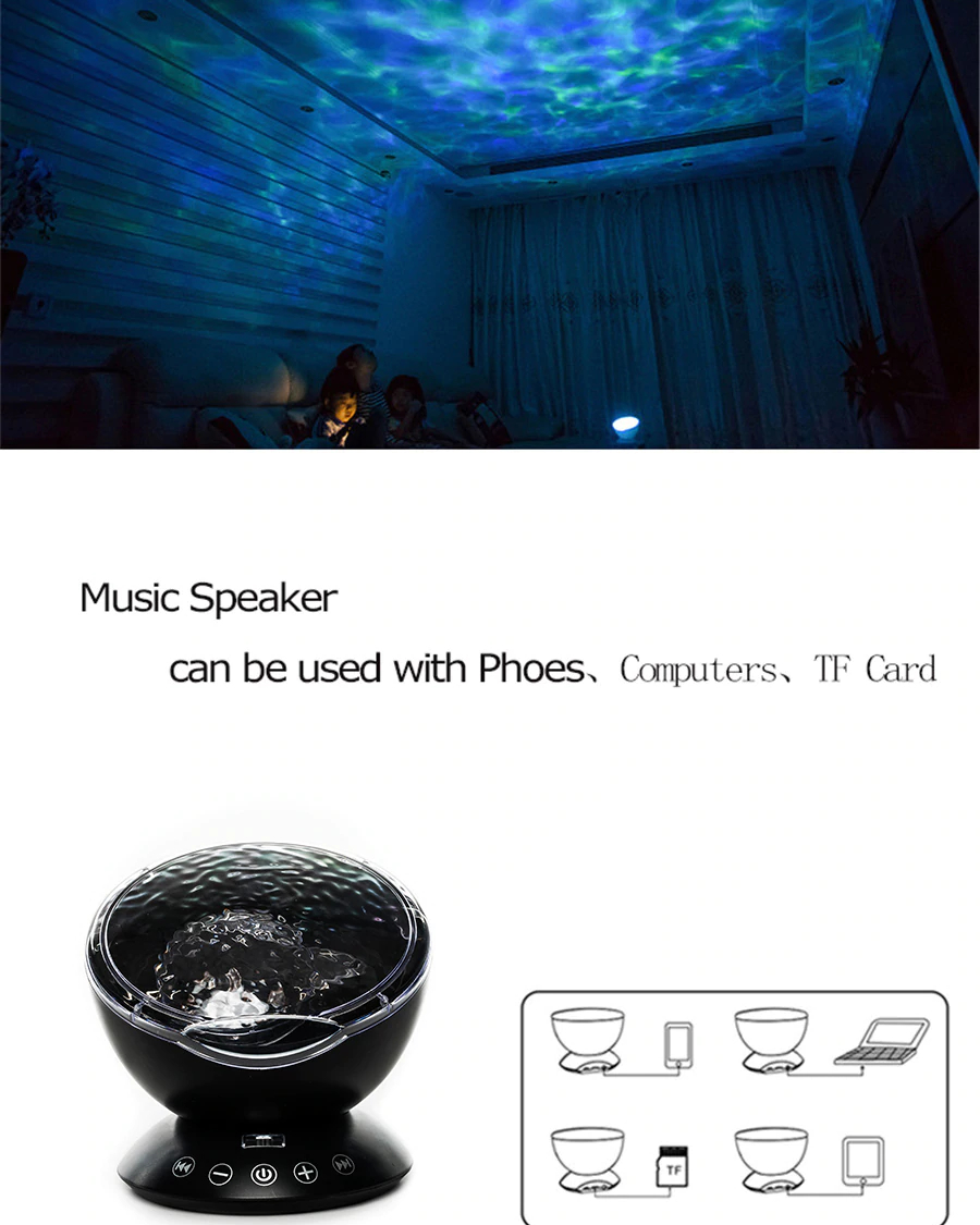 LED Ocean Wave Projector Speaker