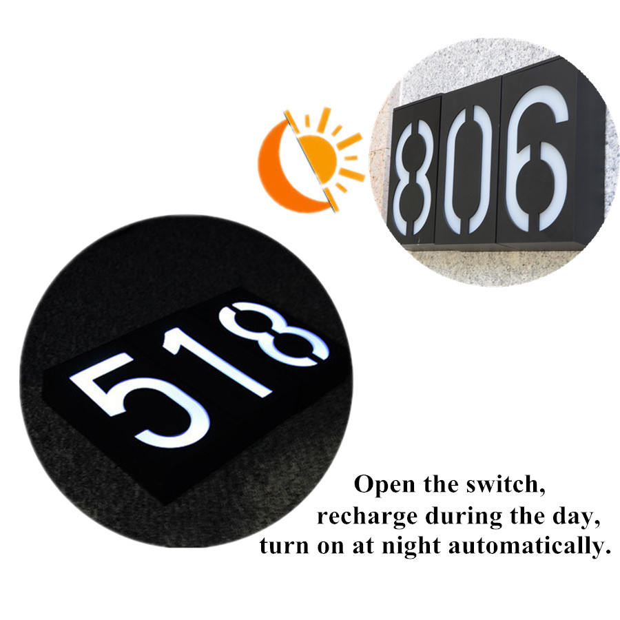 House Numbers Solar Powered LED Door Plate