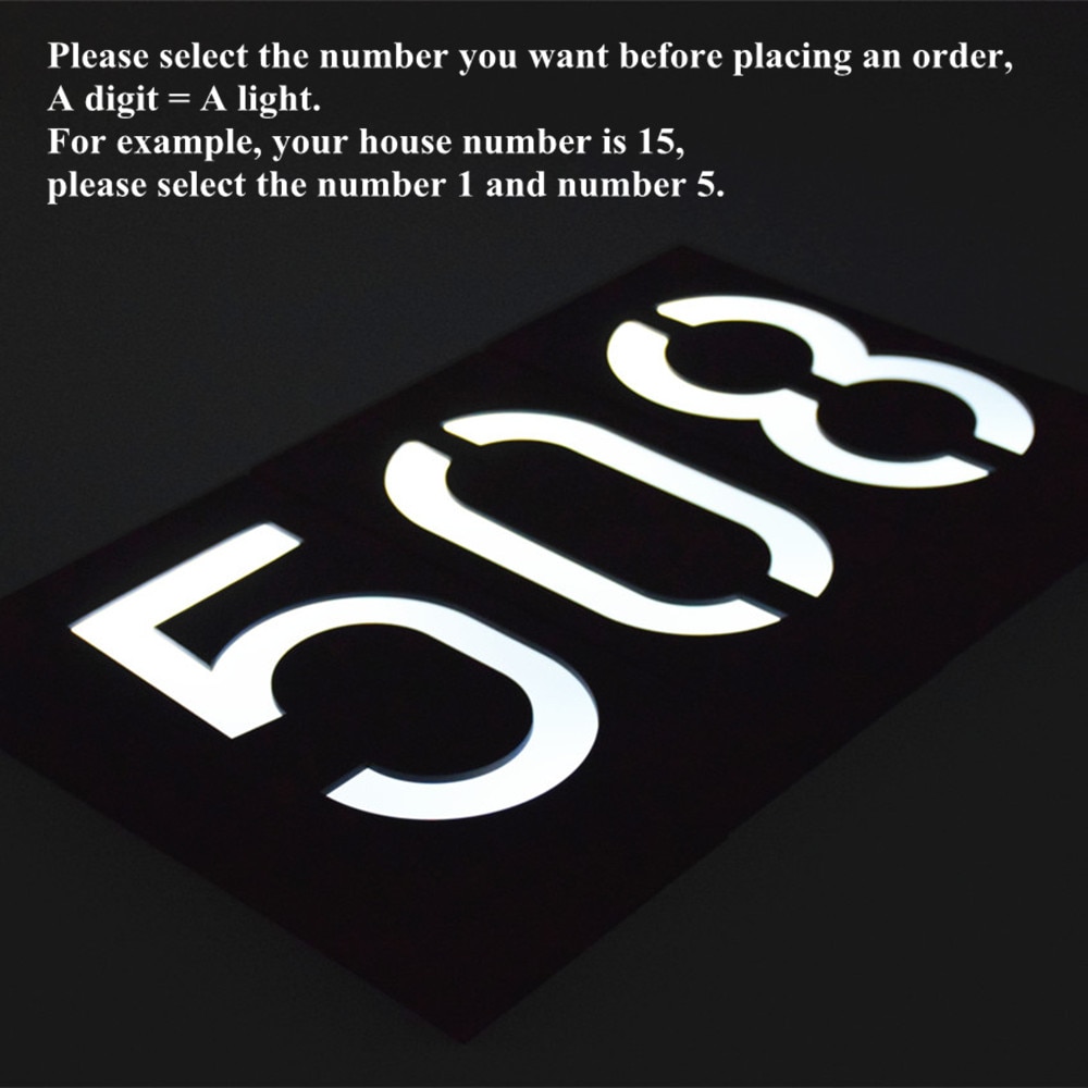 House Numbers Solar Powered LED Door Plate