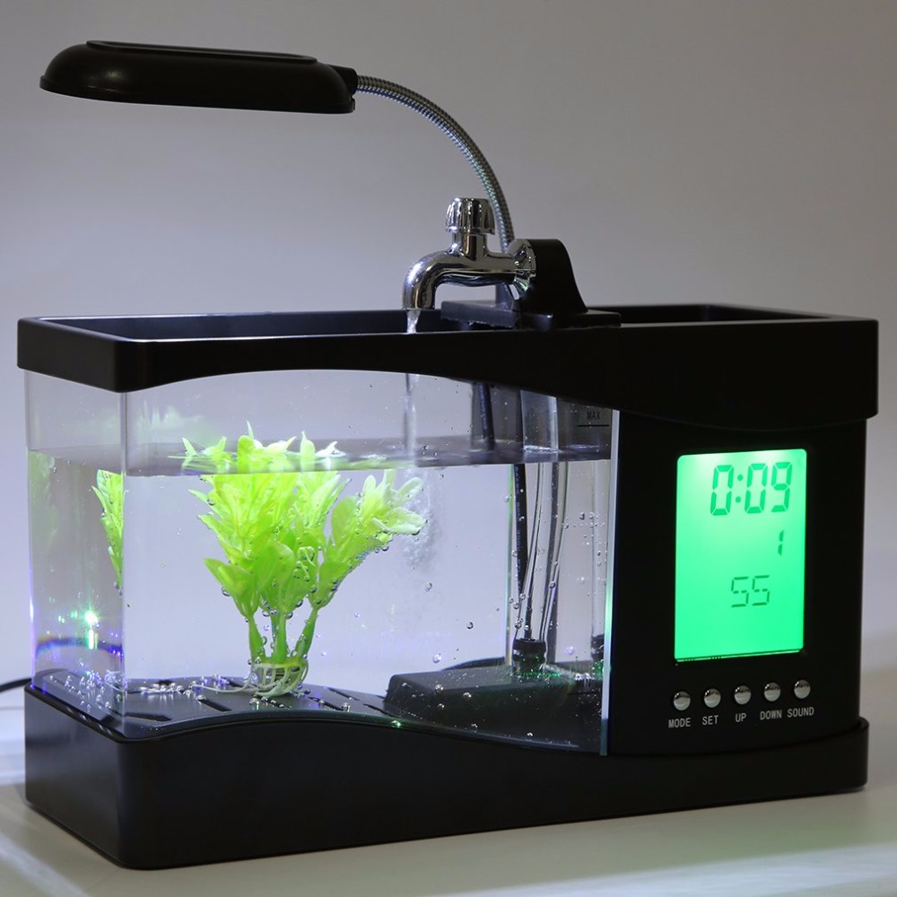 1.5L Mini USB Desktop Aquarium Fish Tank Clock