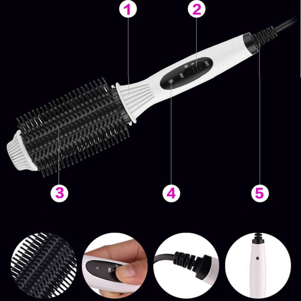 Electric Hair Curler And Straightener Brush