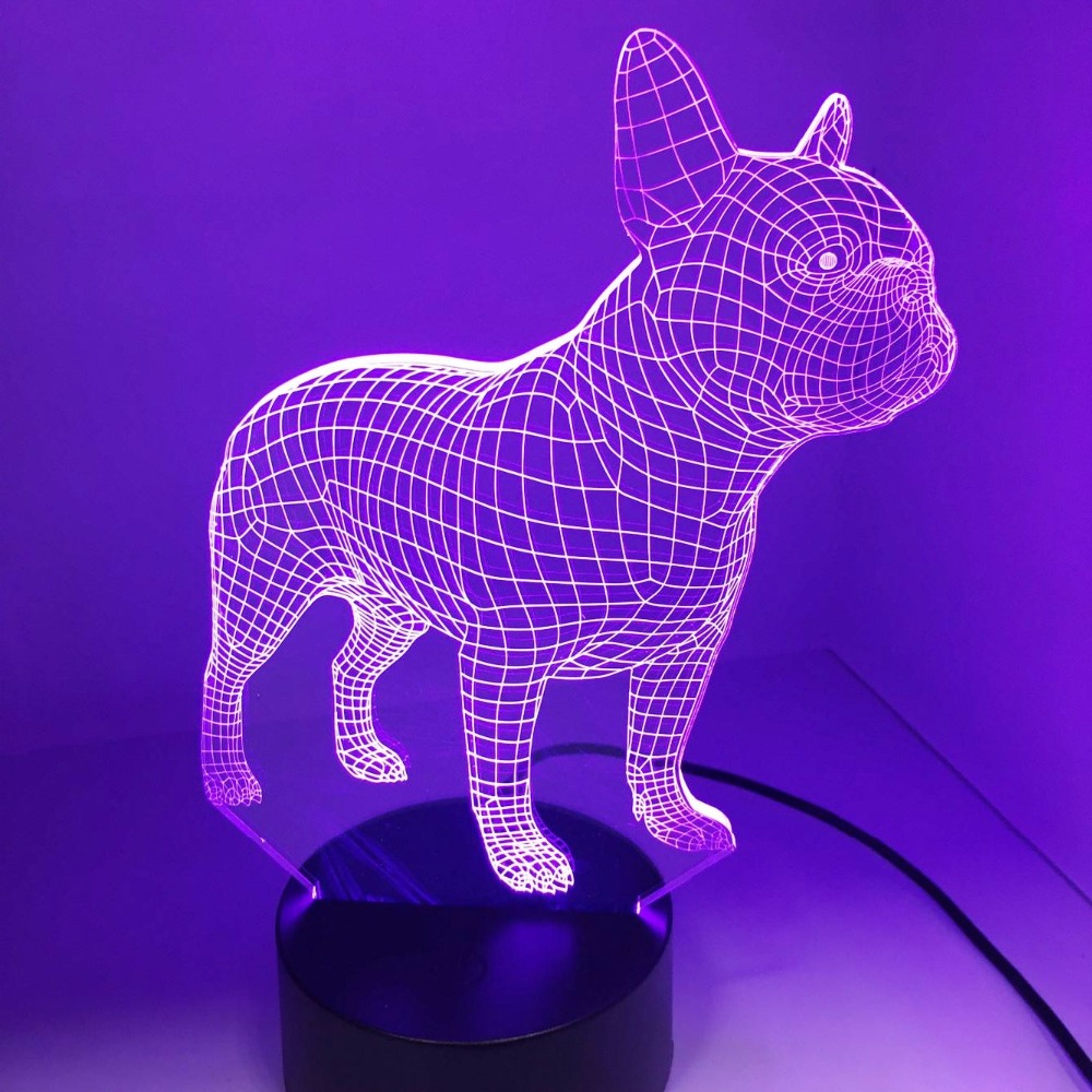 7 Colors Hologram French Bulldog Night Light