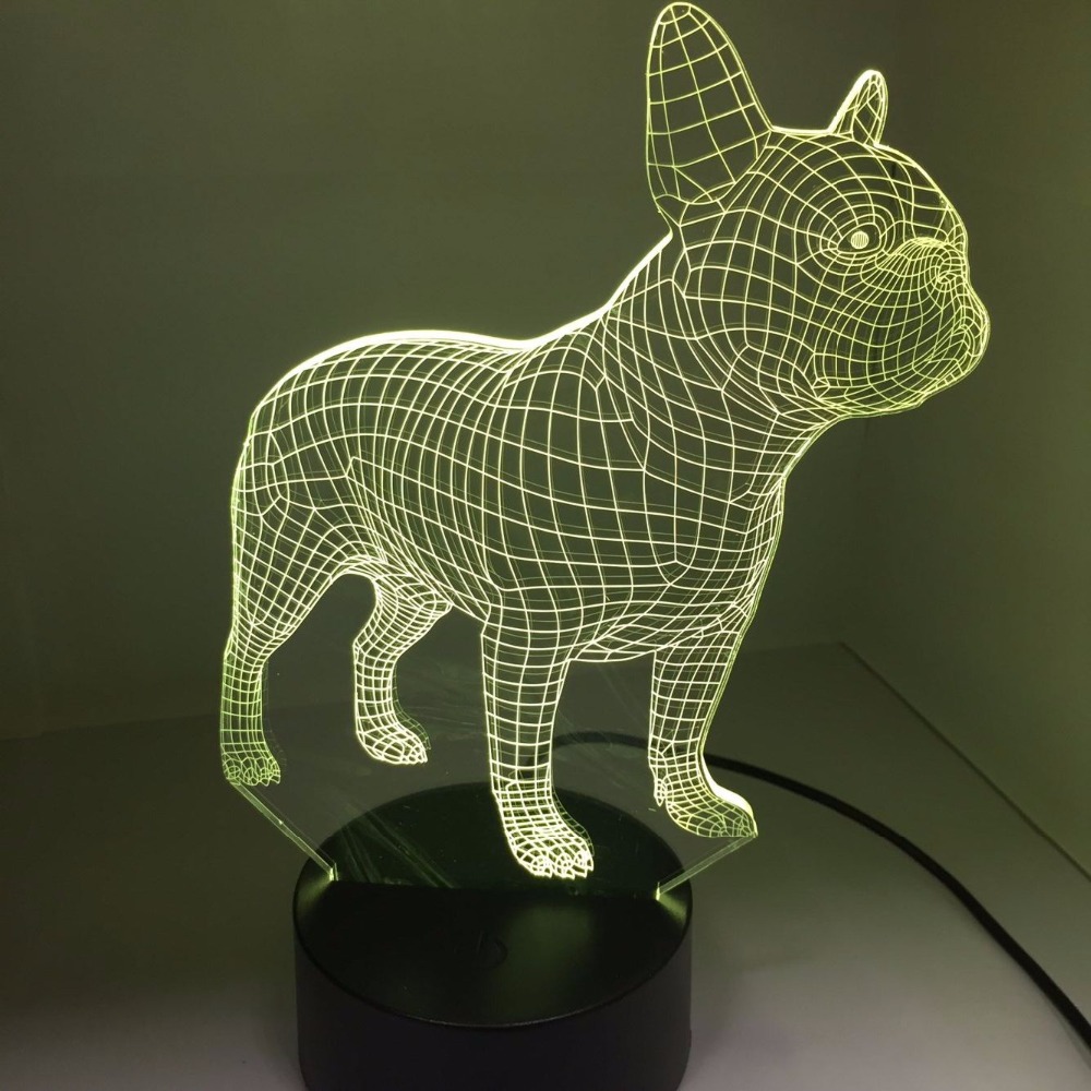 7 Colors Hologram French Bulldog Night Light