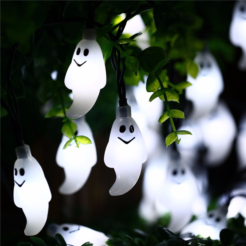 Halloween Ghost String Outdoor Solar LED Lights (Set of 30)