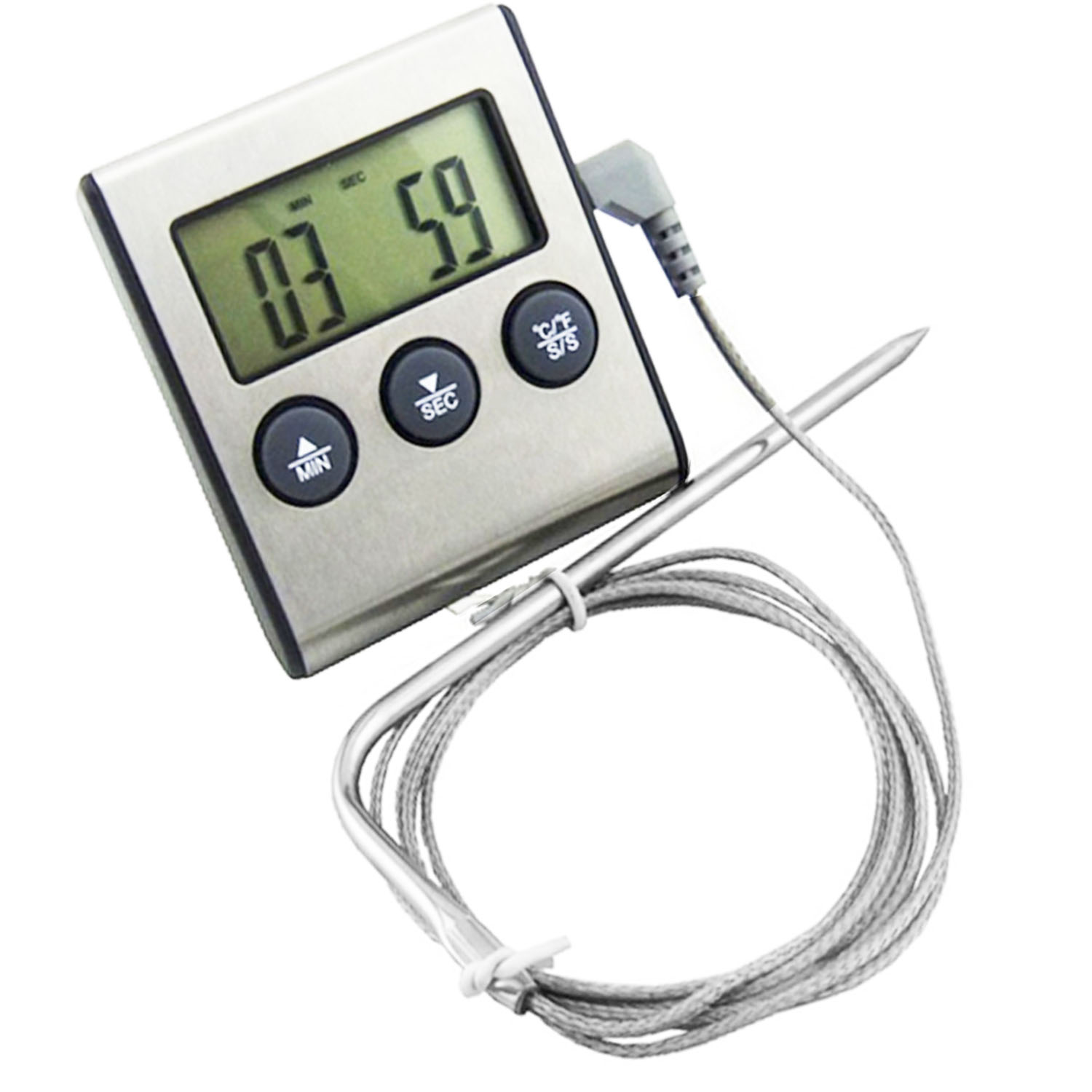 2-in-1 Oven Thermometer With Detachable Probe And Timer