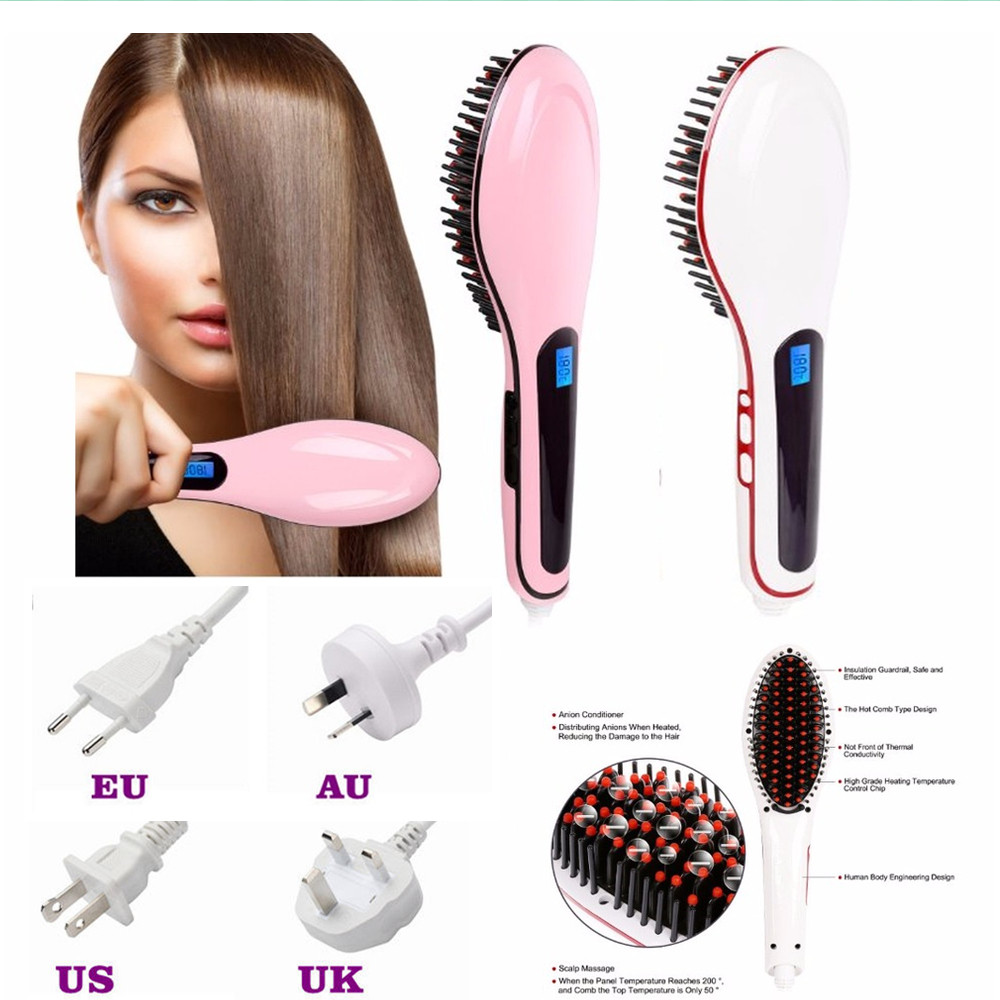 Hair Straightening Brush with LED Display