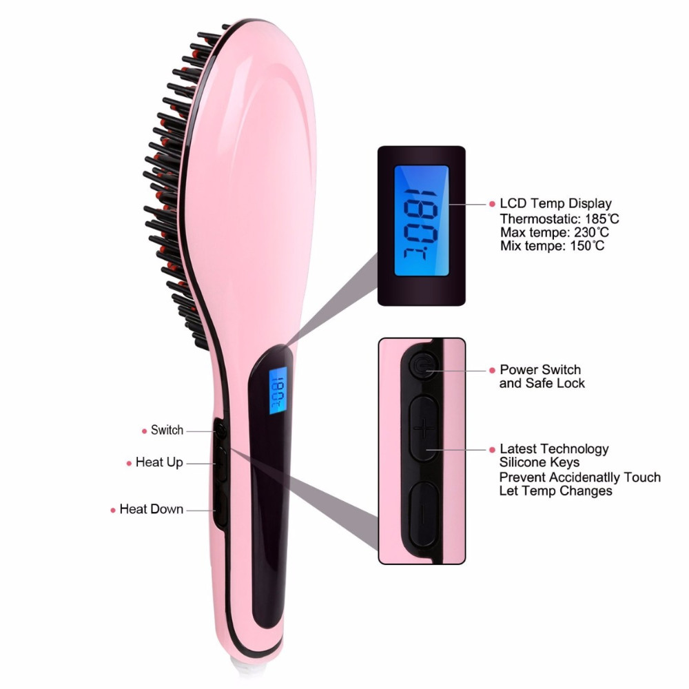 Hair Straightening Brush with LED Display