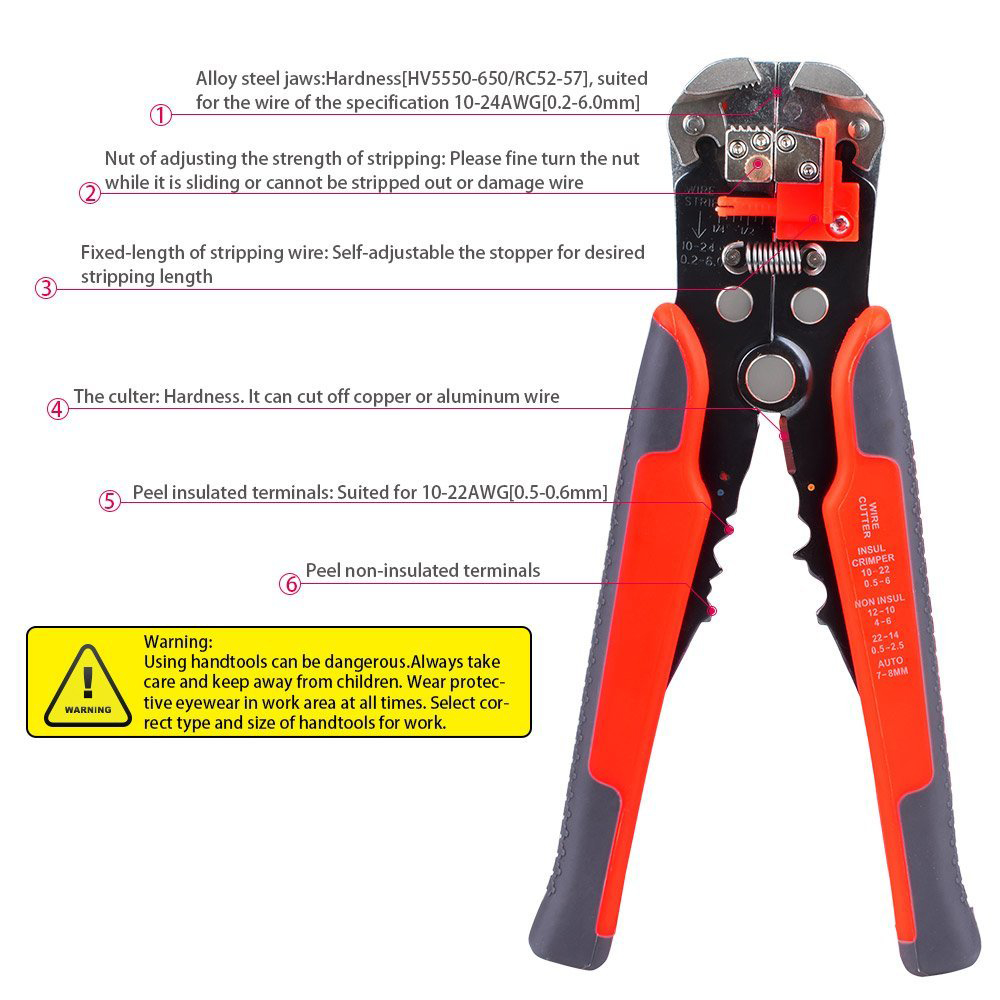 Automatic Wire Stripper Self Adjusting Cutter