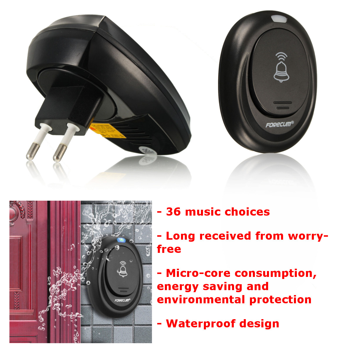 36 Tunes Waterproof Wireless Doorbell