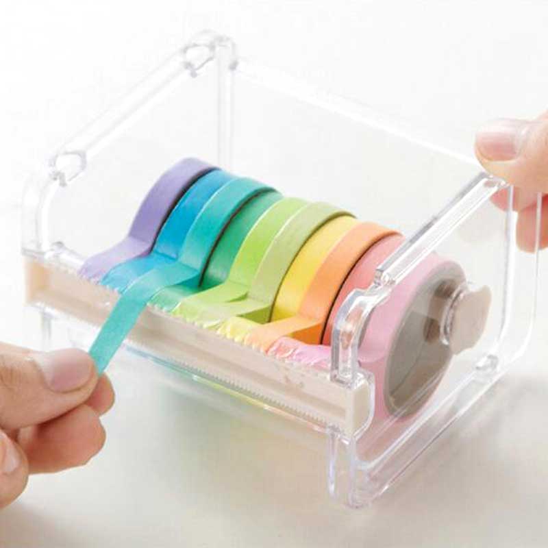 Washi Tape Dispenser with Tapes (10pcs)